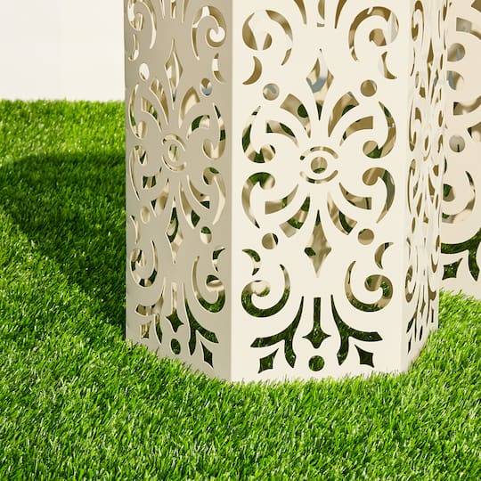 Glitzhome® Floral Motif Hexagonal Garden Stool Set